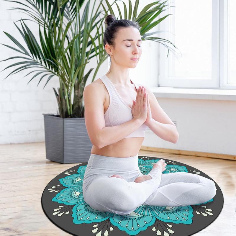 Round Yoga Mat, Non-slip Meditation Cushion, Mandala Pattern Yoga Mat for Home Gym Workout, Yoga & Pilates Equipment