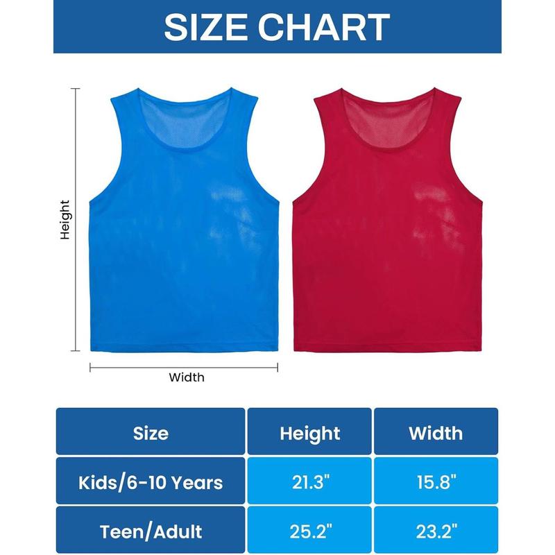 Pinnies Scrimmage Vests, Team Practice Sports Jersey for Child Youth Teen Adult, Lightweight, Set of 12 24