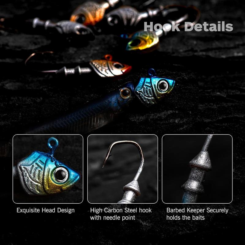 Swimbait Jig Heads,Colored Lead Jig Head Hooks for Freshwater Saltwater Fishing,Painted Fishing Jig Hooks for Trout Bass Walleye Crappie Fishing,5 Colors Swim Jig Heads with Tackle Box