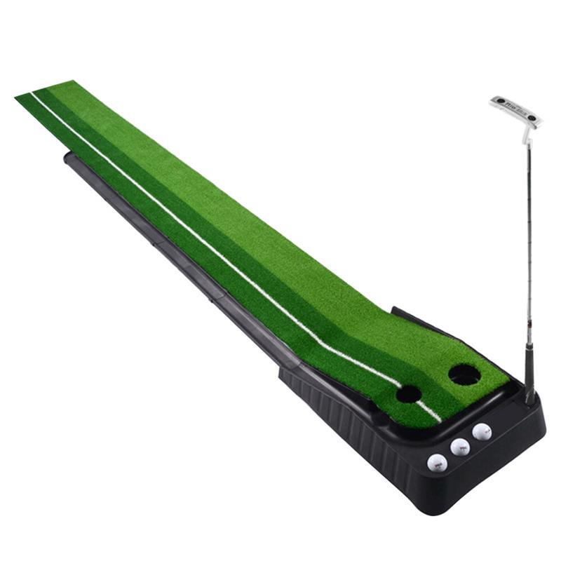 Indoor Golf Putting Green Golf Training Putting Mat Tracks With Auto Ball Return