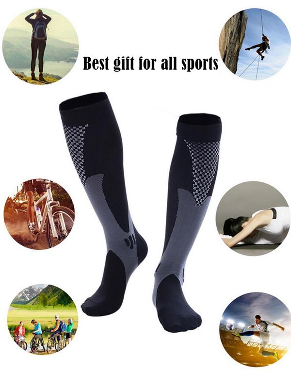 Colorblock Over The Calf Sports Socks, 1 Pair Breathable Compression Socks for Men & Women, Knee High Athletic Socks for Running Jogging Cycling