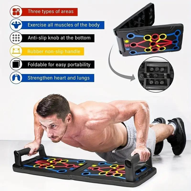 Push Up Board for Men & Women with Silicon Handles, Color Coded Muscle Target Zones Home Gym Equipment Foldable Strength Training Workout Equipment