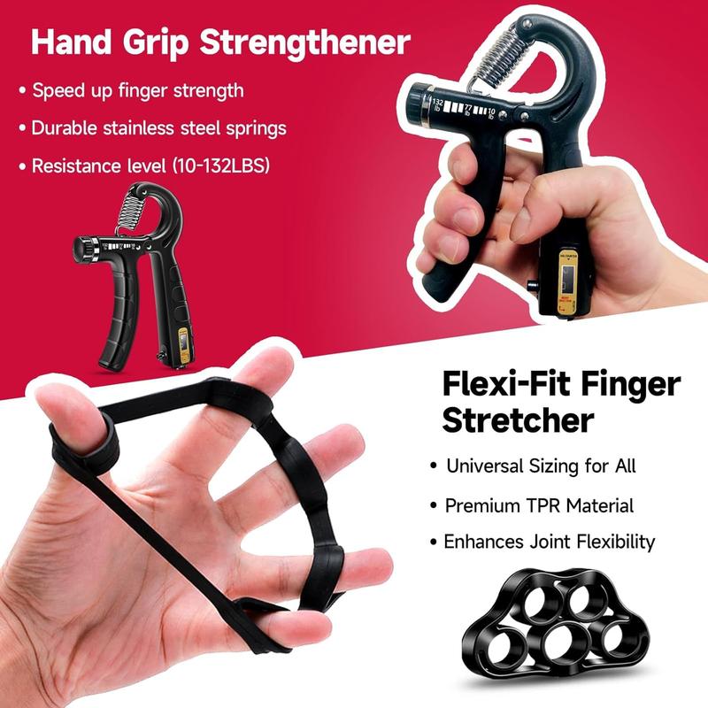 [BLACK FRIDAY DEAL] Hand Grip Strengthener Workout Kit (5 Pack), 2 Forearm Grip Adjustable Resistance Hand Gripper