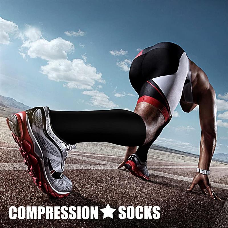 Compression Socks, 3 Pairs Unisex Sports Running Cycling Socks, Comfy Breathable Ankle Guard for Men & Women, Christmas Gift