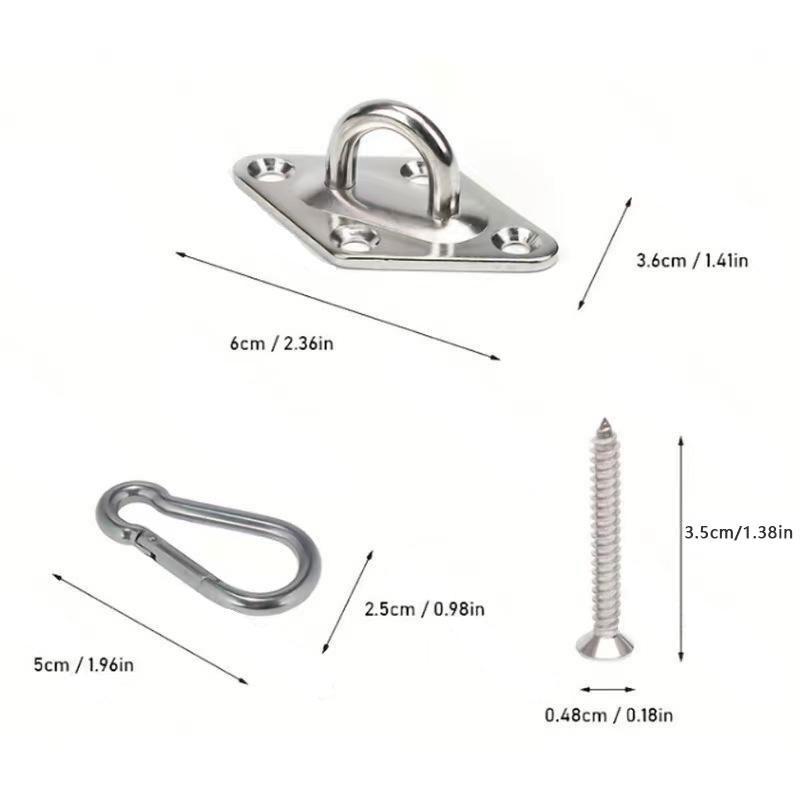 Stainless Steel Rhombic Fixed Hook, 2 Counts Hammock Hanging Hook, Porch Ceiling Swing Hook, Home Organizer for Indoor & Outdoor