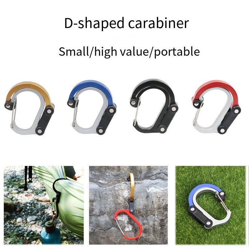 D-shaped Carabiner, 1 Count 360° Rotatable Hook, Multifunctional Aluminum Alloy Carabiner for Camping, Hiking, Backpacking, Outdoor