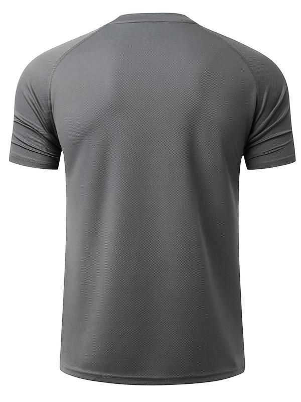 Men's Solid Round Neck Raglan Sleeve Tee, Breathable Quick Drying Short Sleeve T-shirt for Running Gym Workout, Graphic Tees for Men, Mens Top for Summer