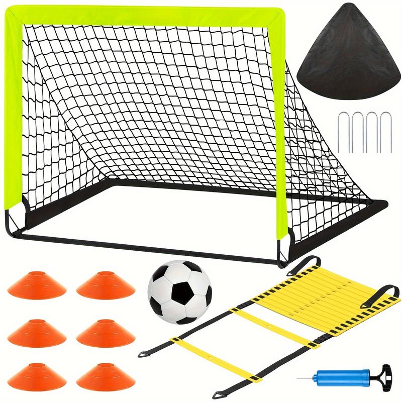 Portable Soccer Goal Set, Includes 1pc Soccer Goal, 1pc Soccer Ball, 12pcs Training Cones, Agility Ladder, And A Pump