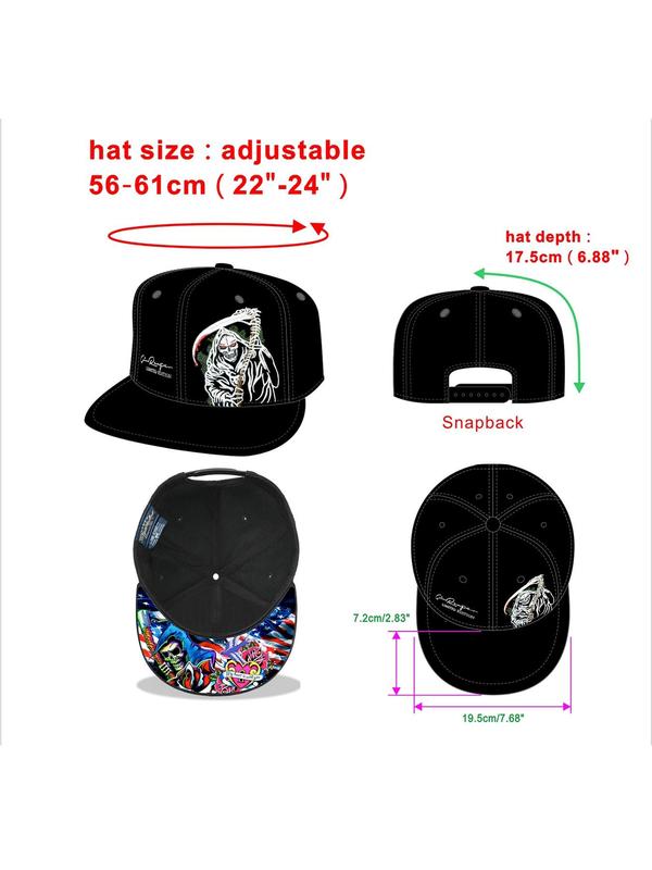 Street Trend Graphic Embroidered Baseball Cap,  Trendy Flat Peak Adjustable Baseball Cap, Fashionable Clothes Accessories for Men & Women