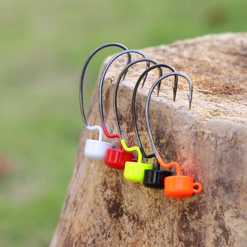 Mushroom Head Design Jig Heads, 5 Counts Sharp Ned Rig Hooks, Easy To Use, Outdoor Fishing Accessories