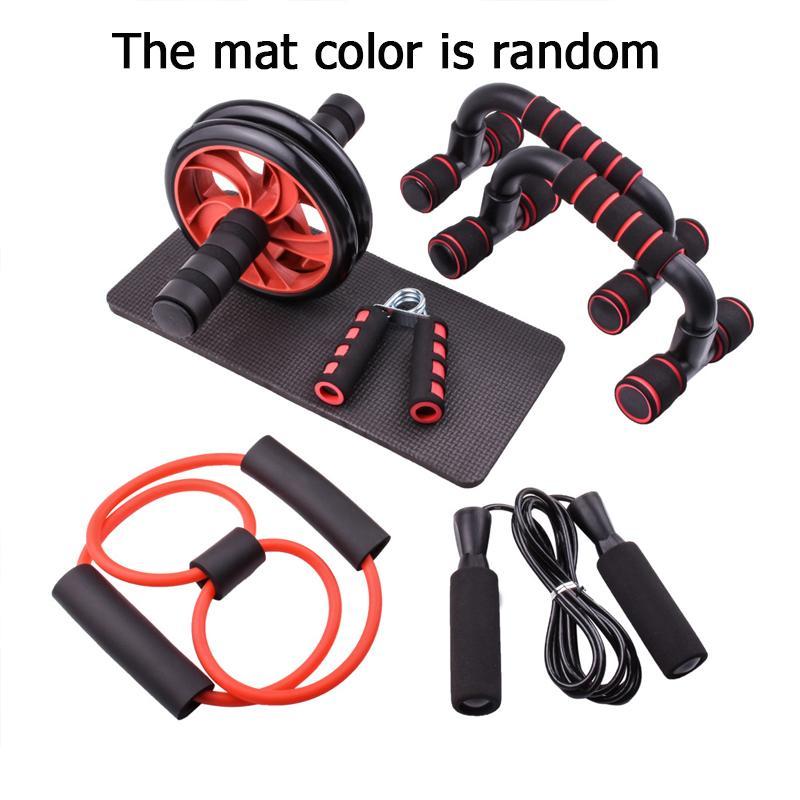 Home Workout Equipment, 7 Counts Abdominal Roller Wheel, H Push Up Bars, Skipping Rope, Hand Grip Trainer, Resistance Band & Mat, Fitness Equipment for Ab Training, Christmas, Christmas Gift