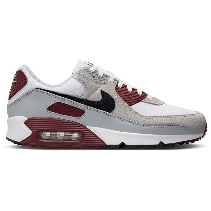 Men's Nike Air Max 90 White Black-Dark Team Red (FN6958 101)