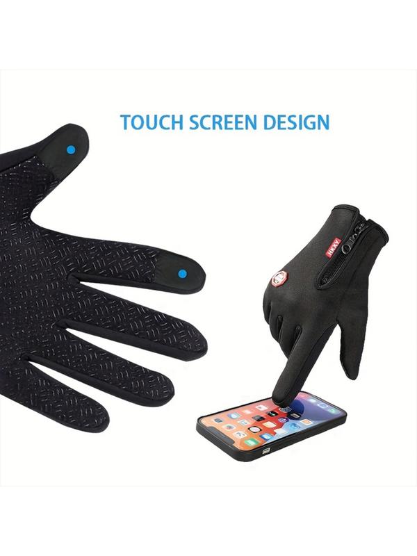 Winter Sensitive Touch Screen Gloves, with Adjustable Zipper, Windproof and Waterproof Function on The Back, Outdoor Climbing, Fishing and Running Sports Gloves, Unisex