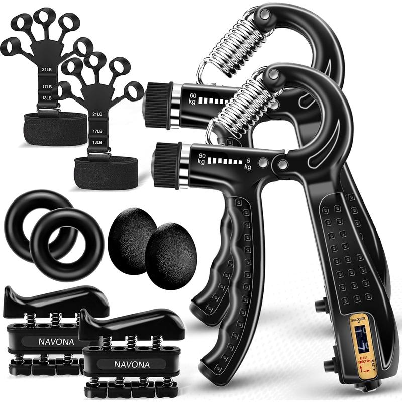 [2-day shipping] Smart Grip Strengthener - 10 Pcs Starter Kit - value pack - Forearm Strengthener (Repetition Counter Adjustable Resistance) Navona