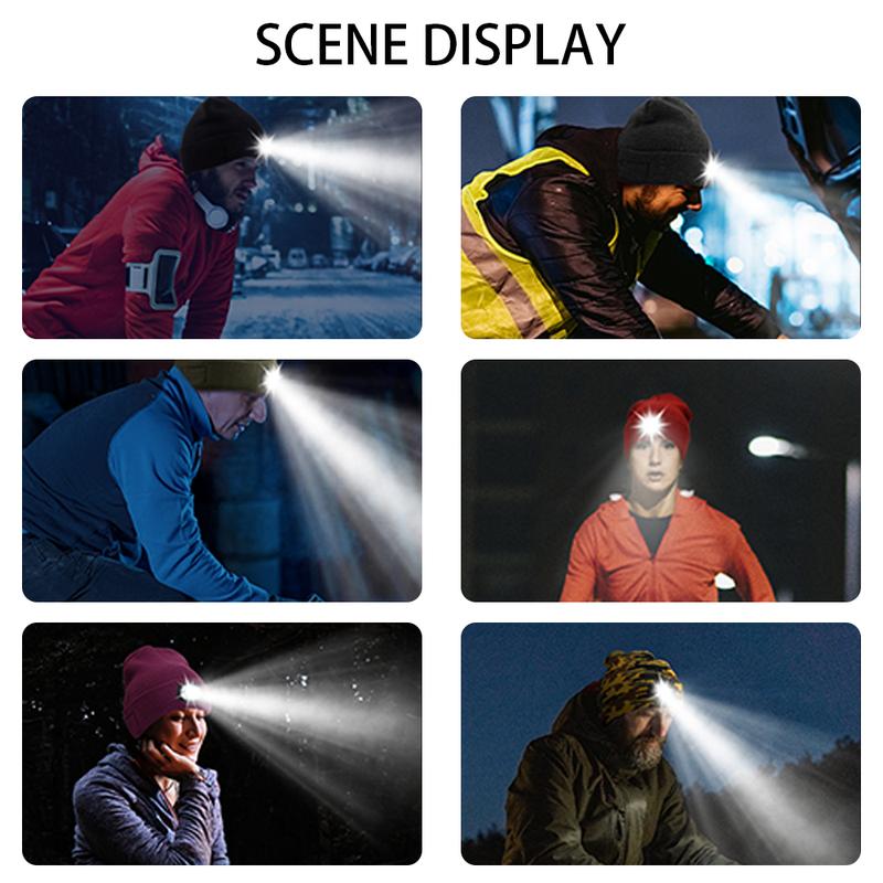 LED Light&Bluetooth Music Warm Beanie for Winter Sport,Hiking,Golf,Hunting,Camping,Skiing,Open-Ear, High-tech Gifts