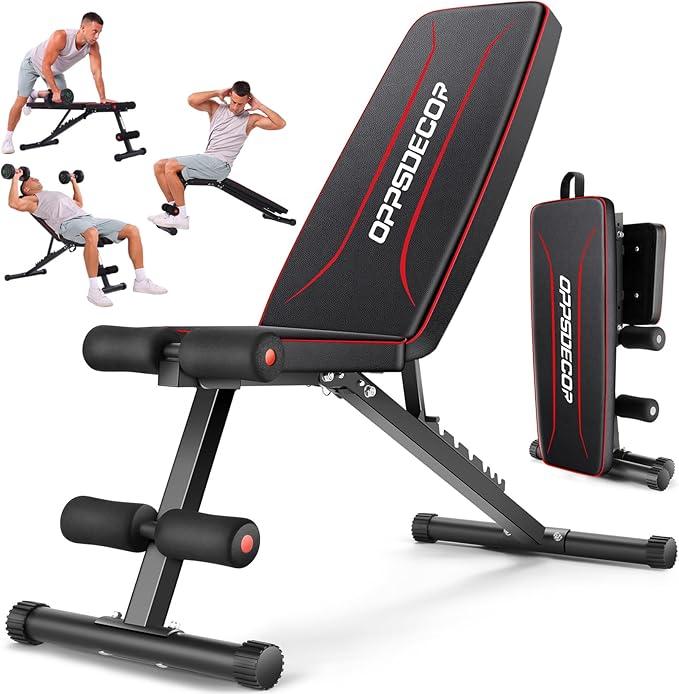 OPPSDECOR Weight Bench, Adjustable & Foldable for BenchPress, Strength Training and Full BodyWorkout.Perfect for Adjustable in Your Home Gym