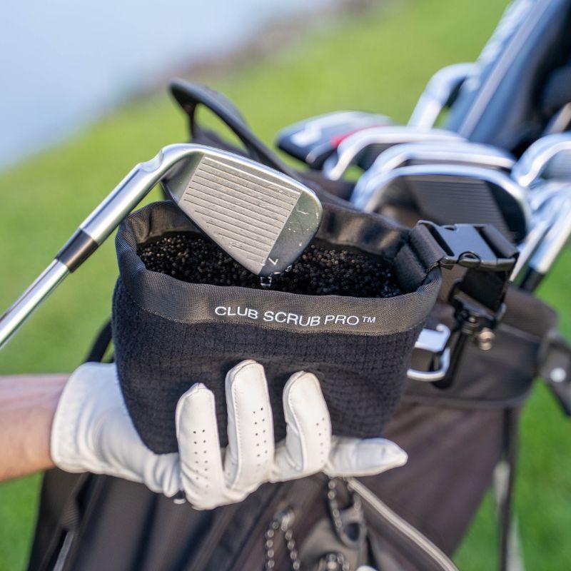 Black Pro Club Scrub - Golf Club and Golf Ball Cleaning Bag, Waterproof Liner, Detachable Clip, Cleans Club Grooves, Dry Exterior golf accessory golf towel