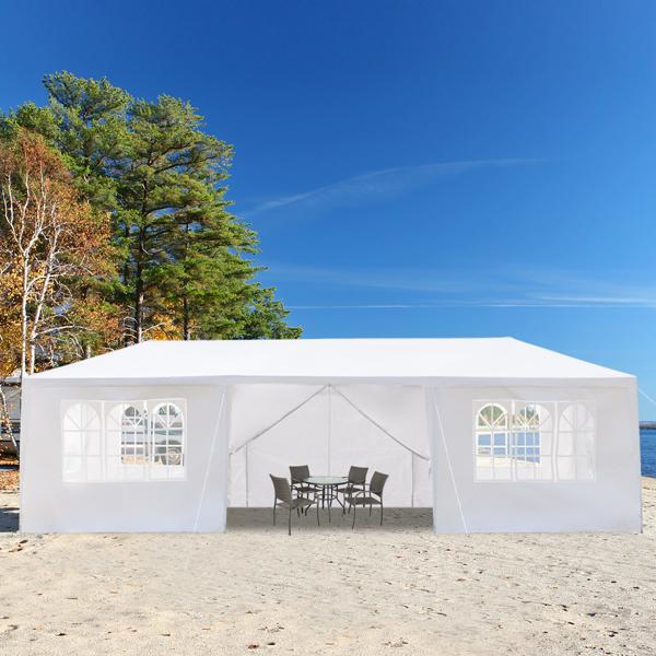 Spring Outdoor Party Tent for Party,Wedding,Camping,Beach(10'x30'),8 Removable Sidewalls,Waterproof Canopy Patio Wedding Gazebo, White