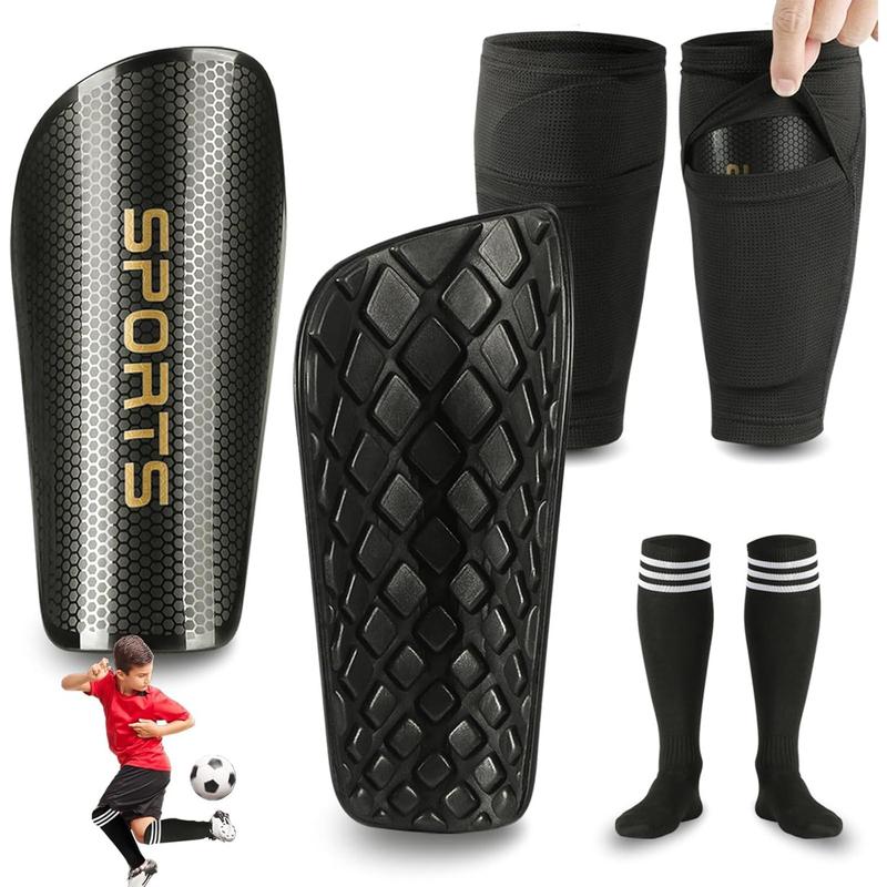 Soccer Shin Guards Toddler and Kids, Shin Pads Set with Shin Sleeves and Long Soccer Socks for Age 2-4, 3-5, 4-6, 6-8, 8-10, 10-12 Boys and Girls, Lightweight Soccer Equipment