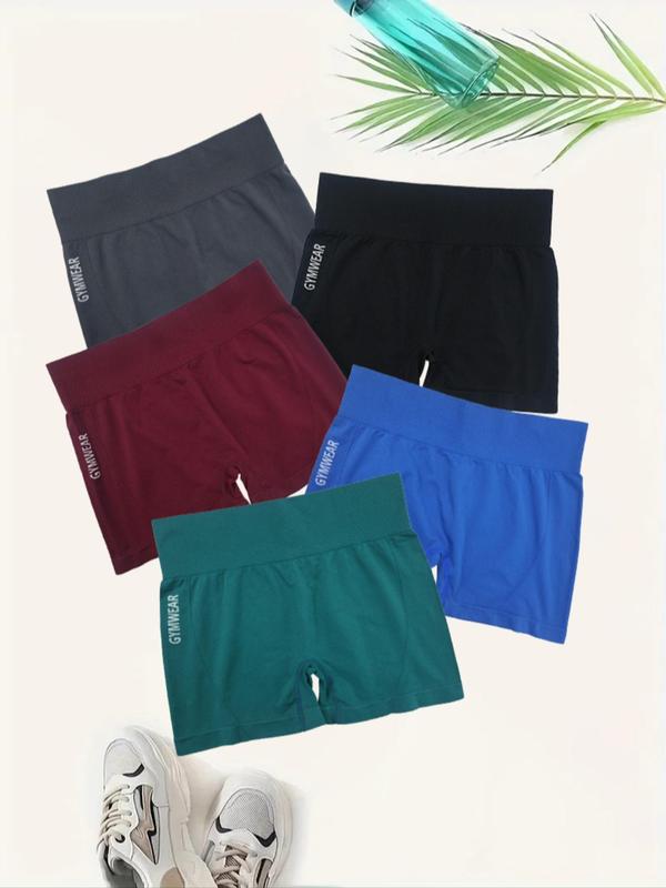 Sporty Women's Letter Print High Waist Sports Shorts, Breathable Comfortable Seamless Skinny Shorts, High Stretch Yoga Shorts, Ladies Sportswear for Indoor Outdoor Wear