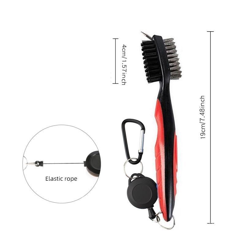 Golf Club Cleaning Brush, 1 Count Double-sided Brush with Protective Cover & Carabiner, Golf Accessories for Golf Club Groove Cleaning
