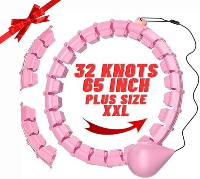 65inch 32 Knots Plus Size Quiet Weighted Hula Infinity Fitness Detachable Hoops, Smart Noiseless Infinity Hula for Women