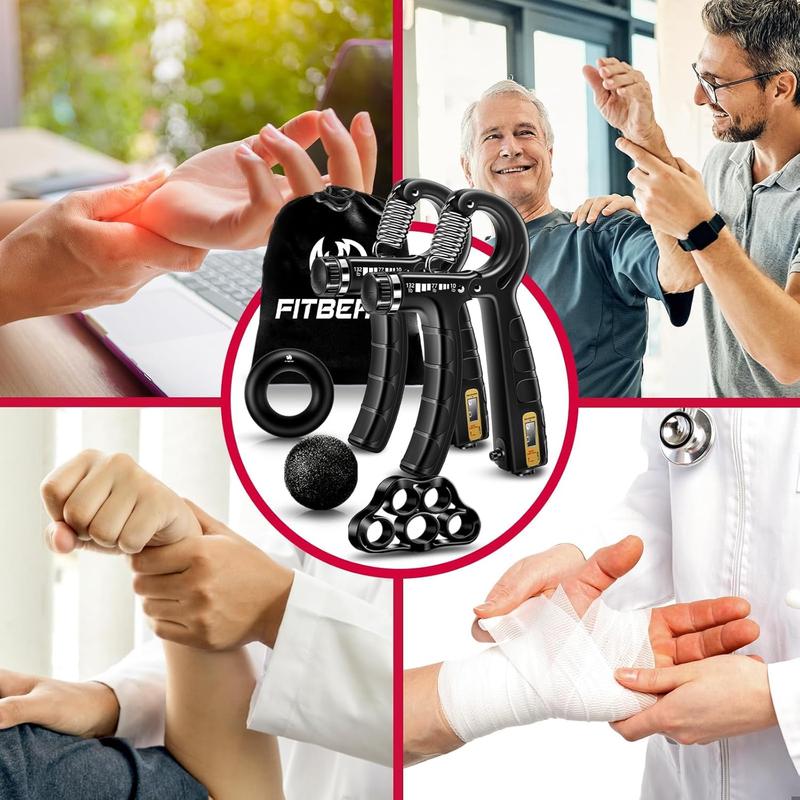 [BLACK FRIDAY DEAL] Hand Grip Strengthener Workout Kit (5 Pack), 2 Forearm Grip Adjustable Resistance Hand Gripper