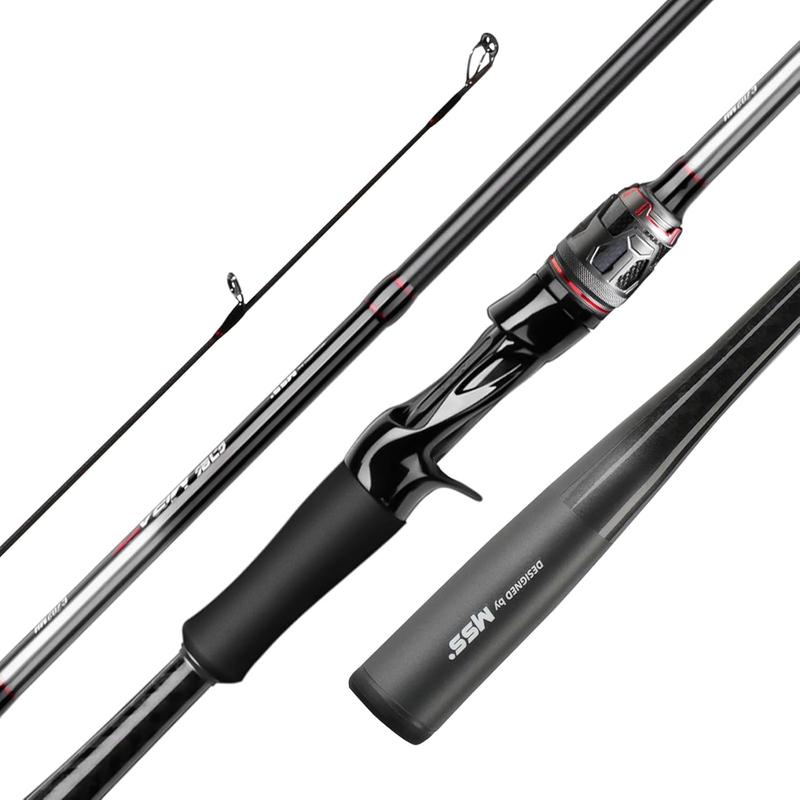 Magic Shadow Fishing Rod - 2- Mod-Fast Spinning and Casting Rod with Full Carbon Fiber Handle and Seaguide LS Ring Guides - 30 Ton Carbon Fiber Blank for Long Casting Bass, Walleye