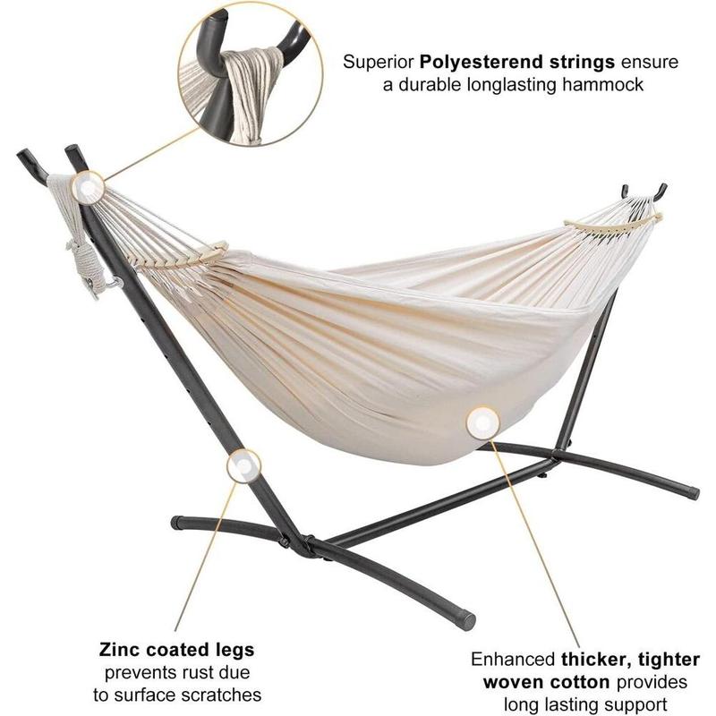 Double Hammock with Stand Included 450Lb Capacity Steel Stand, Premium Carry Bag