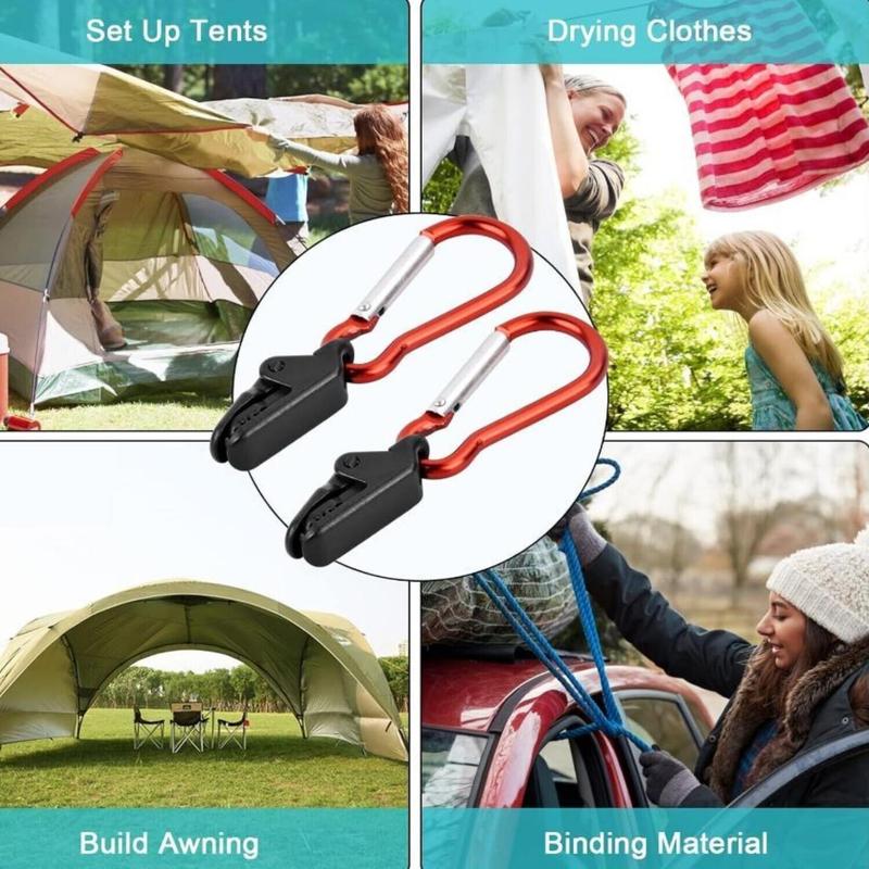 Tent Clip with Carabiner, Windproof Plastic Awning Clamp, Outdoor Heavy Duty Tarp Clip, Camping Hiking Canopy Clip, Camping & Hiking Equipment