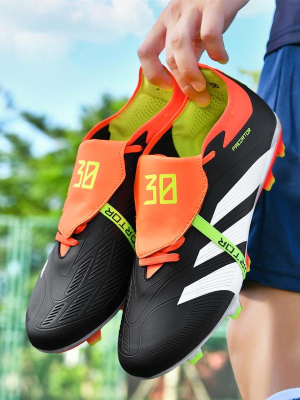 Unisex's Colorblock & Letter Print Lace Up Soccer Shoes, Sporty Comfortable Breathable High Top Football Shoes, Football Cleats for Outdoor