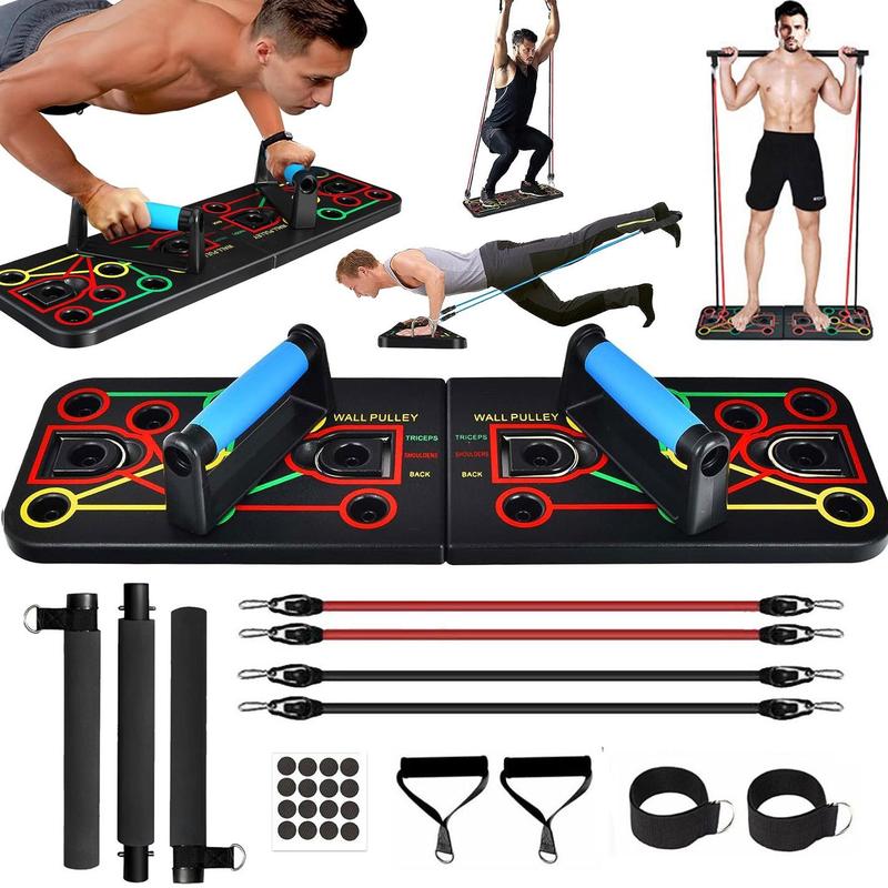 Push Up Board for Men & Women with Silicon Handles, Color Coded Muscle Target Zones Home Gym Equipment Foldable Strength Training Workout Equipment