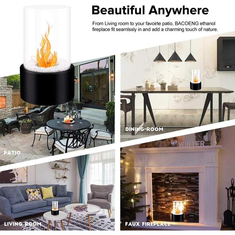 Portable Bioethanol Fireplace, Round Table Small Fire Pit, Alcohol Fireplace, Indoor & Outdoor Winter Heating Barbecue Equipment