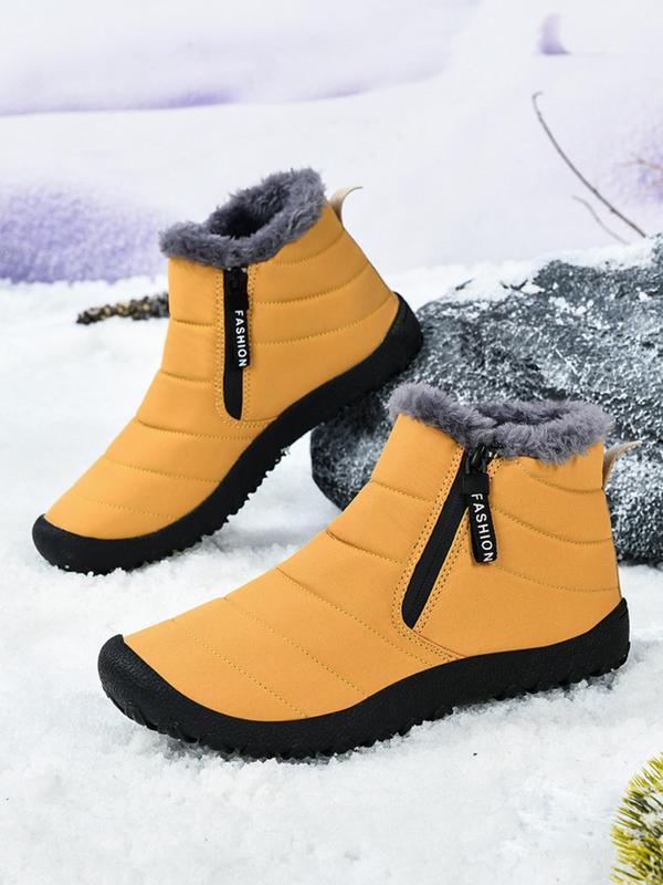 Unisex Thicken Thermal Lined Zipper Hiking Shoes & Work Boot, Women's Sporty Warm Waterproof Non-slip Snow Boots, Back To School Shoes, Outdoor Sports Footwear for Men & Women