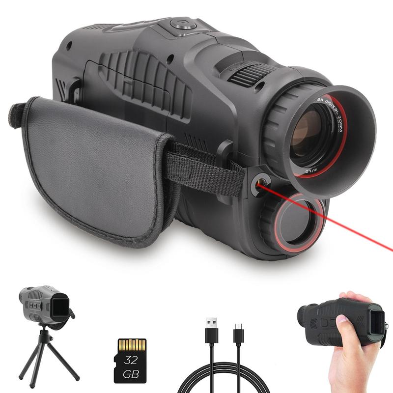 USB Rechargeable Night Vision Monocular, Infrared Goggles Binocular, Night Vision Surveillance Monocular with 32GB Card & Mini Tripod