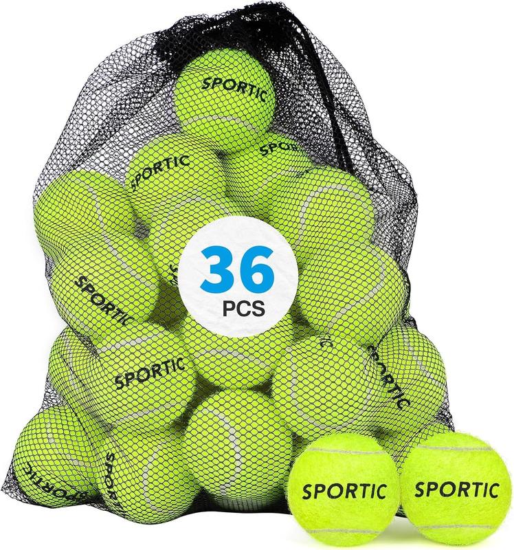 SPORTIC Tennis Balls ，Duty Felt Pressurized with Mesh Bag for 36PC -High Bounce Training Exercise Tennis Balls for Beginners & Pet Dog Playing Balls