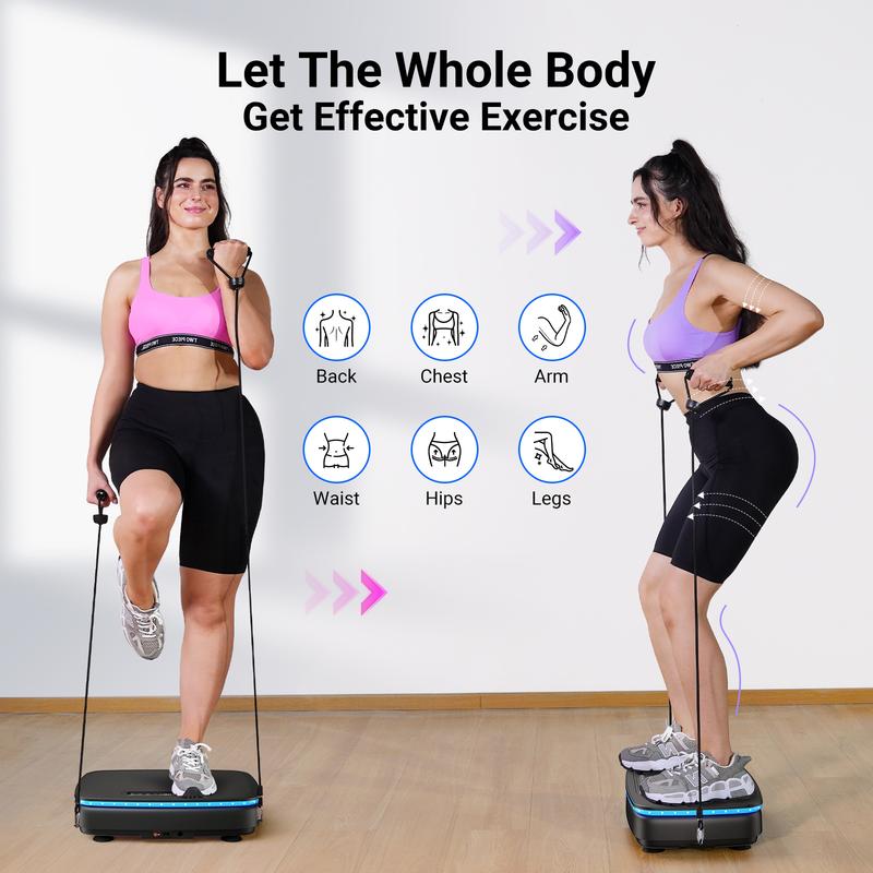 MERACH Vibration Plate Exercise Machine with Bluetooth & Light , Lymphatic Drainage Machine, Whole Body Workout Vibration Platform for Wellness and Fitness