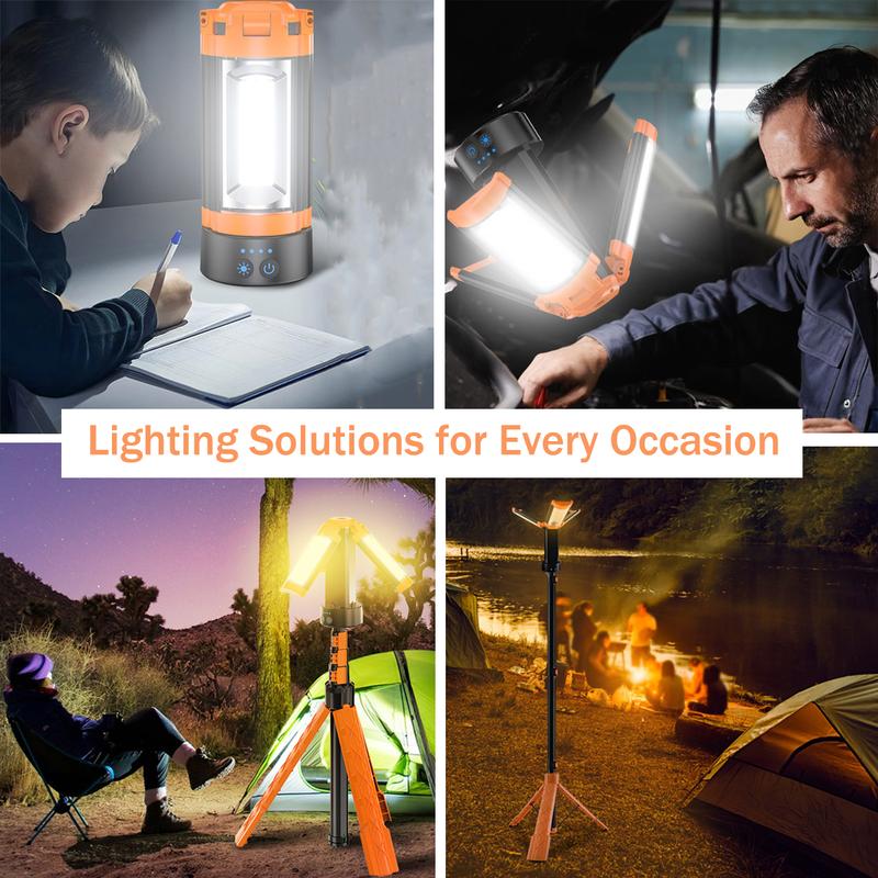 Rechargeable 10000 mAh Camping Light with Stand, 2100 Lumens Cordless Dimmable Camping Work Light with Detachable Tripod