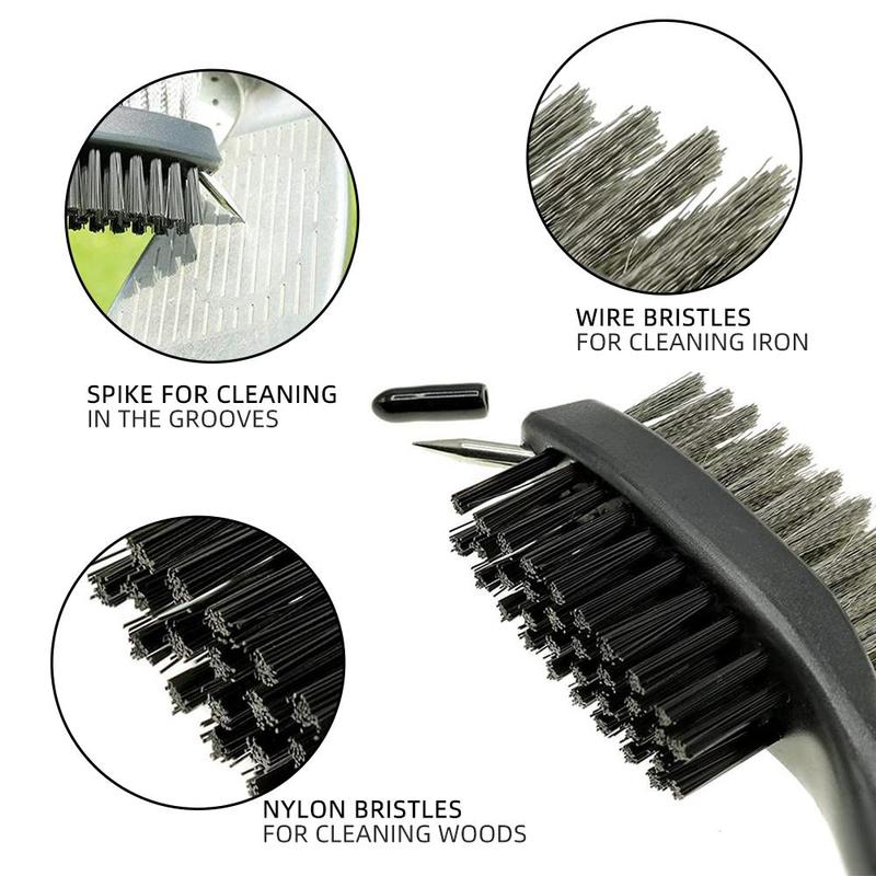 Golf Club Cleaning Brush, 1 Count Double-sided Brush with Protective Cover & Carabiner, Golf Accessories for Golf Club Groove Cleaning