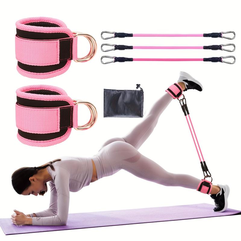 Set of 6 PCs Ankle Resistance Band Sets for Leg and Hip Training-Adjustable Multifunctional Abdominal Exercising Band, Equipped with Home and Gym Exercise Guide-Medium Tension Drawstring, Suitable for Sports and Fitness-Suitable for Valentine's Day, Women