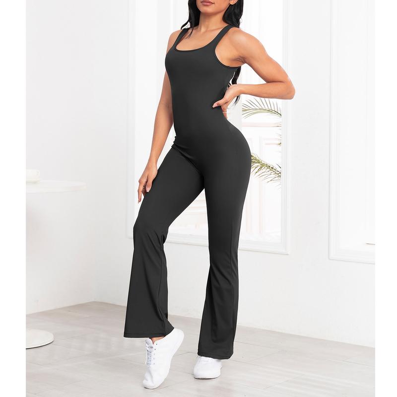 Women Backless Scrunch Butt Jumpsuits One Piece Bodycon Leggings Yoga Rompers V-Back Playsuit