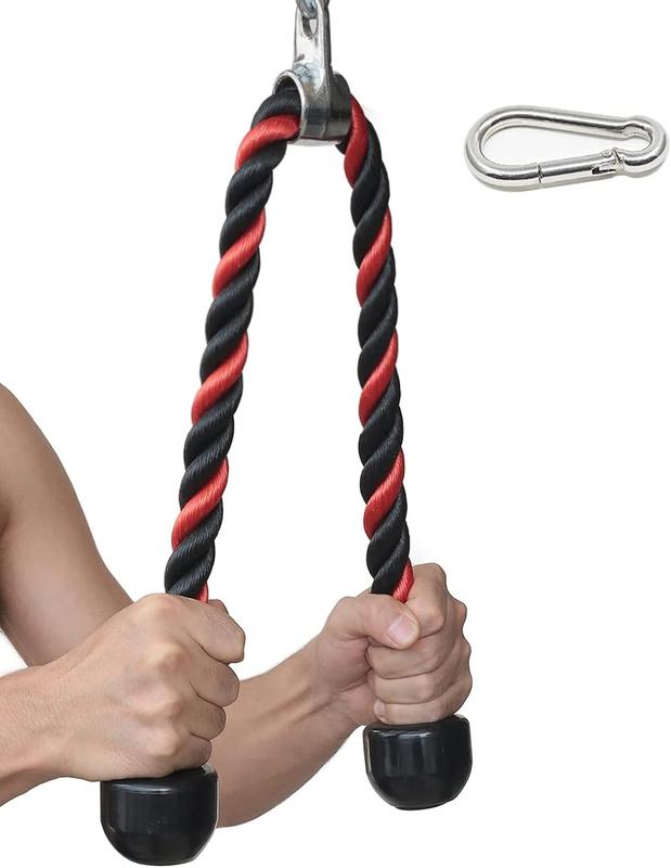 Tricep Rope 27 & 36 inches 2 Colors  Attachment  Machine Pulldown Heavy Duty Coated Nylon Rope with Solid Rubber Ends