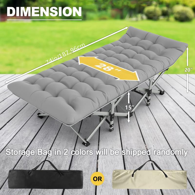 Folding Camping Cot With Mattress, Sleeping Cots For Adults, Portable Travel Camp Cot Bed With Carry Bag, Heavy Duty Grey