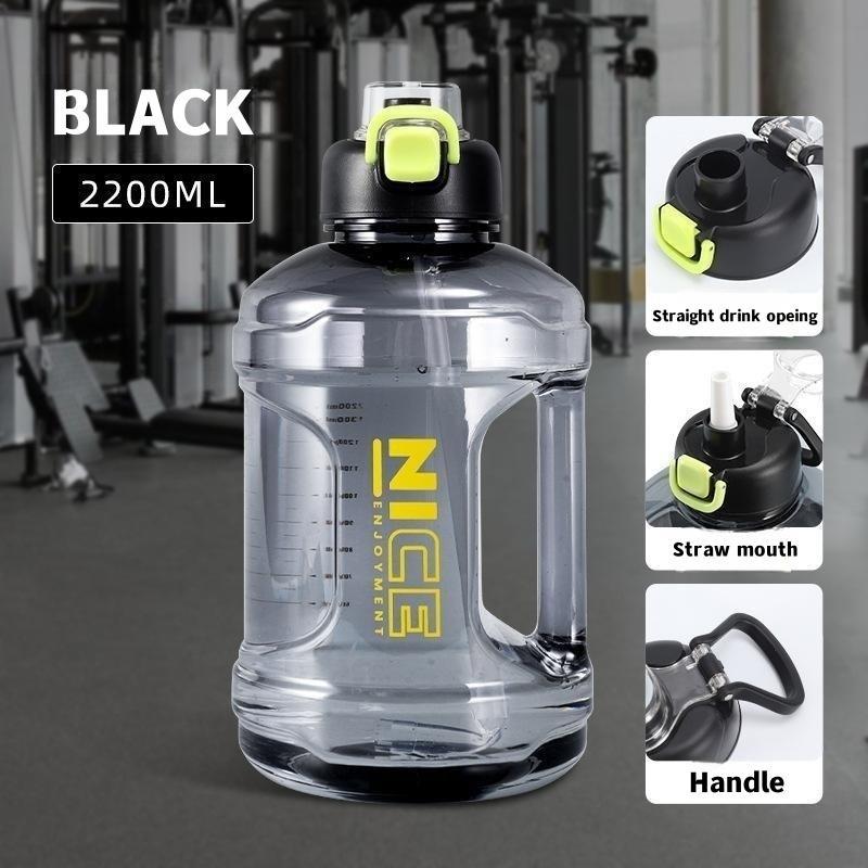 2200ml Sport Water Bottle with Straw, 1 Count Large Portable Travel Bottles for Training Sports, Fitness Cup with Handle, Unisex Sports & Outdoor Accessories, Gym Accessories