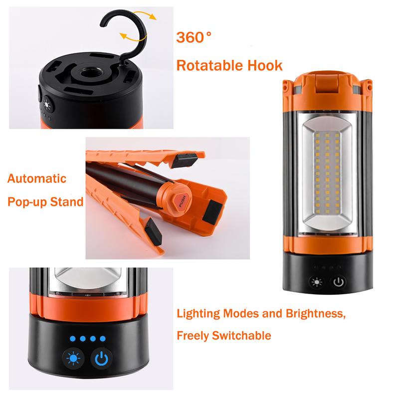 Rechargeable 10000 mAh Camping Light with Stand, 2100 Lumens Cordless Dimmable Camping Work Light with Detachable Tripod