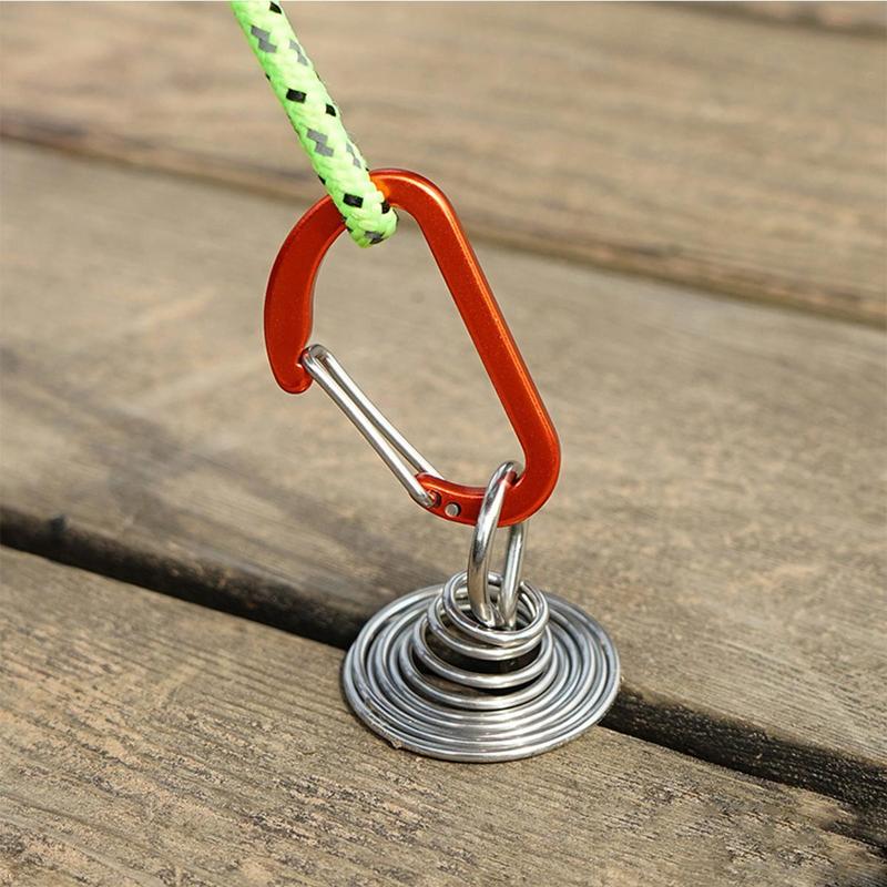 Deck Anchor Peg with Spring Hook, 3 Counts Portable Wind Rope Anchor, Windproof Tent Peg, Tent Accessories for Camping & Hiking