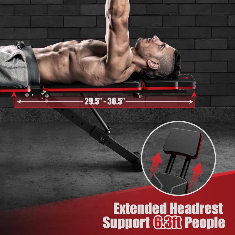 Adjustable Weight Bench - Workout Bench Press for Home Gym, Foldable Incline Decline Sit up Exercise Bench w Leg Extension and Preacher Pad