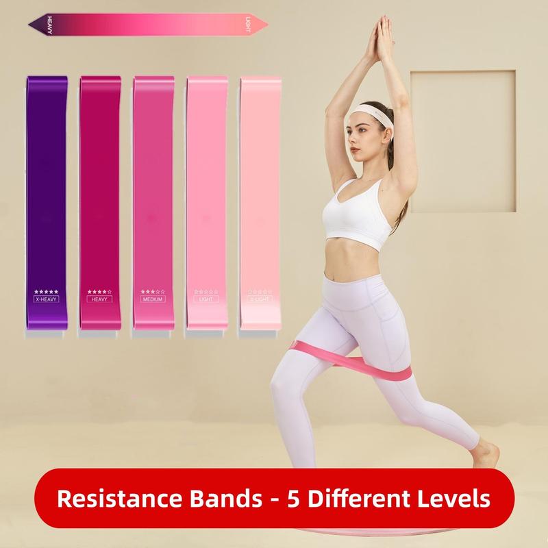 Resistance Band Set, 1 Count 5 Counts Yoga Pilates Elastic Band, Resistance Bands Exercise Bands for Home Fitness, Fitness Stretch Band, Leg Arm Strength Training Band, Exercise Equipment for Home Gym, Fitness Equipment, Christmas Gift