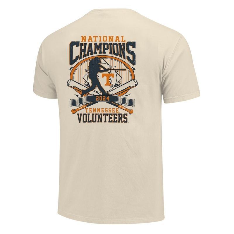 Men's Natural Tennessee Volunteers 2024 NCAA, Men's Baseball College World Series Champions Swing T-Shirt, Graphic Tee, Tshirt for Men, Women, Sport Tee