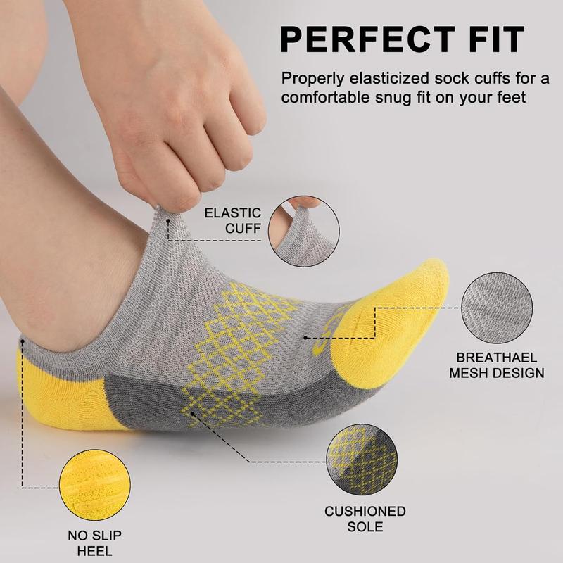 No Show Socks Womens Athletic Cushioned Low Cut Non Slip Running Ankle Socks for Women 6 Pairs